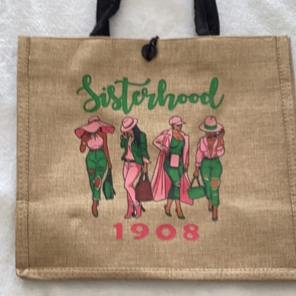 NWOT Canvas “Sisterhood 1908” Tote Bag with 4 Ladies Dressed in Pink & G… - Picture 2 of 8